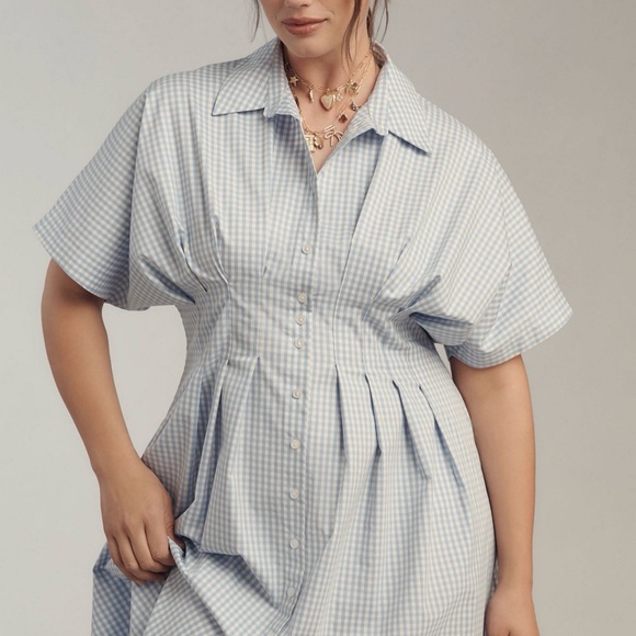 Anthropologie Blue Gingham Midi Dress - Picture 5 of 5